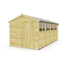 8 x 19 Feet Apex Shed - Single Door With Windows - Wood - L560 x W231 x H217 cm