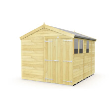 8 x 9 Feet Apex Shed - Double Door With Windows - Wood - L272 x W231 x H217 cm