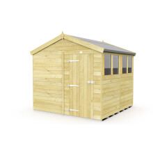 8 x 8 Feet Apex Shed - Single Door With Windows - Wood - L243 x W231 x H217 cm