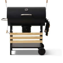 COOKING BOX Holzkohlegrill MIKE EVOLUTION - 115x66x106 cm - 2 Grillroste aus verchromtem Stahl - Grillfläche: 71x35 cm - Schwarz