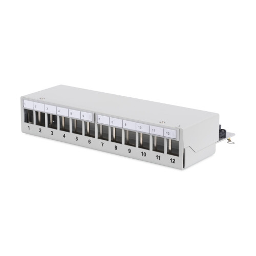 Desktop Patch Panel - For Keystone Modules - 12-port - Shielded - Patch field - Surface mounting - Grey