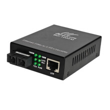 Baudcom SingleMode Fiber Ethernet Dual SC Fiber to Copper Media Converter - 1000Base-LX to 10/100/1000Base-Tx - 20KM