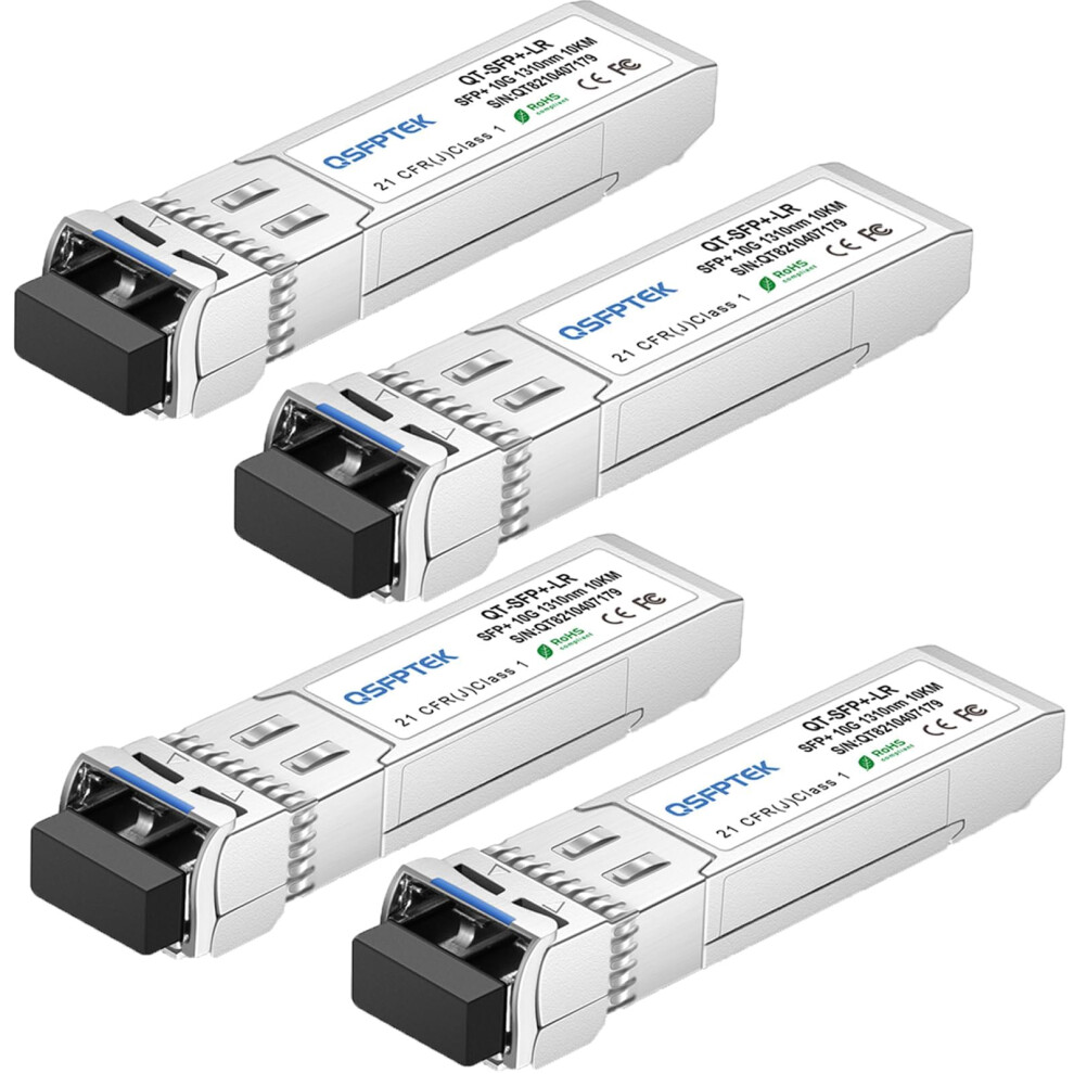 4Pack 10G-Lr 10Km Sfp+ Module 10Gbase-Lr 1310Nm 10Km Ddm Lc 10Gb Sfp+ Transceiver For Cisco Sfp-10G-Lr, Ubiquiti Uf-Sm-10G, Mikrotik, Netgear, Zyxel, 762910029303