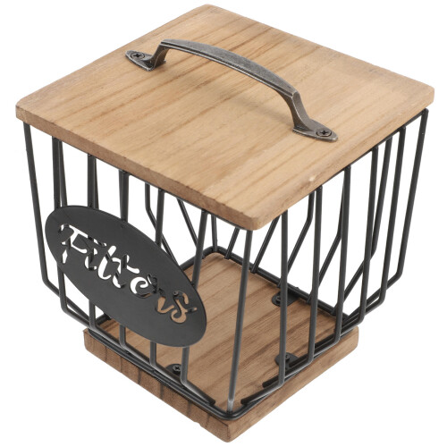 2Pcs Kitchen Coffee Pod and Filter Storage Basket with Wood Lid 2