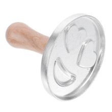 2Pcs Home Use Biscuit Cookie Mold Silver Zinc Alloy with Wooden Handle