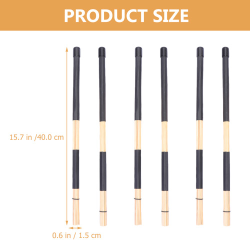 3Paren Bamboo Drum Mallets Zwart, Duurzame Percussie Instrument Sticks 1
