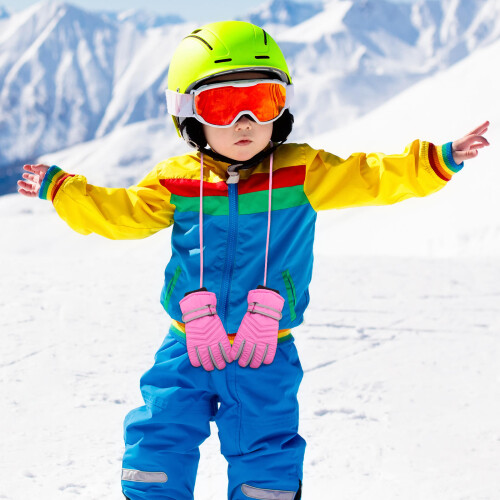 3Pièces Pinces Rose Nylon Pour Enfants Sangles Ajustables Hiver 2