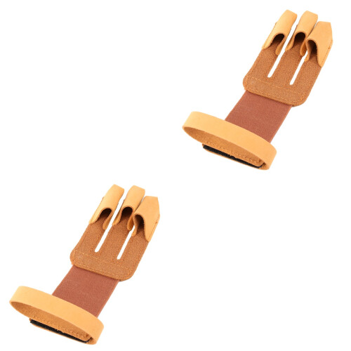 2Pièces Archery 3 Doigts Protection Cuir 2
