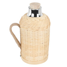 2Pièces Kettle Isotherme Bambou Verre Style Naturel Khaki