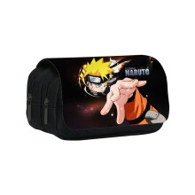 (9) Cartoon Naruto Pattern Double Layer Flip Cover Student Storage Stationery Bag
