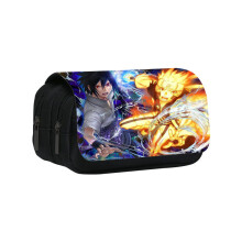 (7) Cartoon Naruto Pattern Double Layer Flip Cover Student Storage Stationery Bag