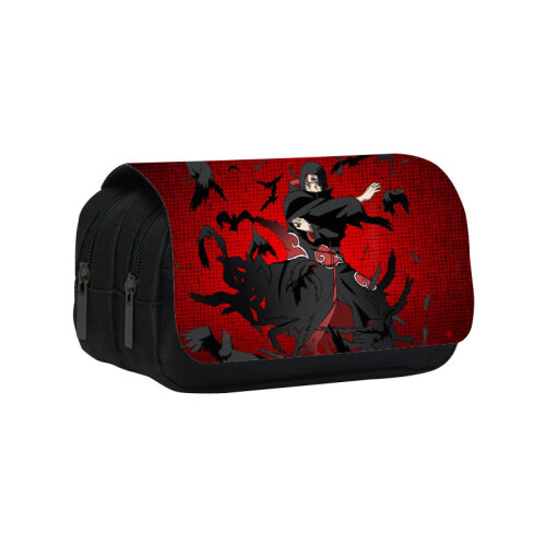 (13) Cartoon Naruto Pattern Double Layer Flip Cover Student Storage Stationery Bag