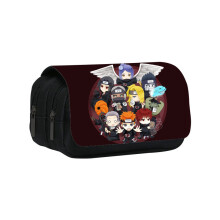 (20) Cartoon Naruto Pattern Double Layer Flip Cover Student Storage Stationery Bag