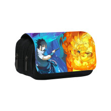 (12) Cartoon Naruto Pattern Double Layer Flip Cover Student Storage Stationery Bag