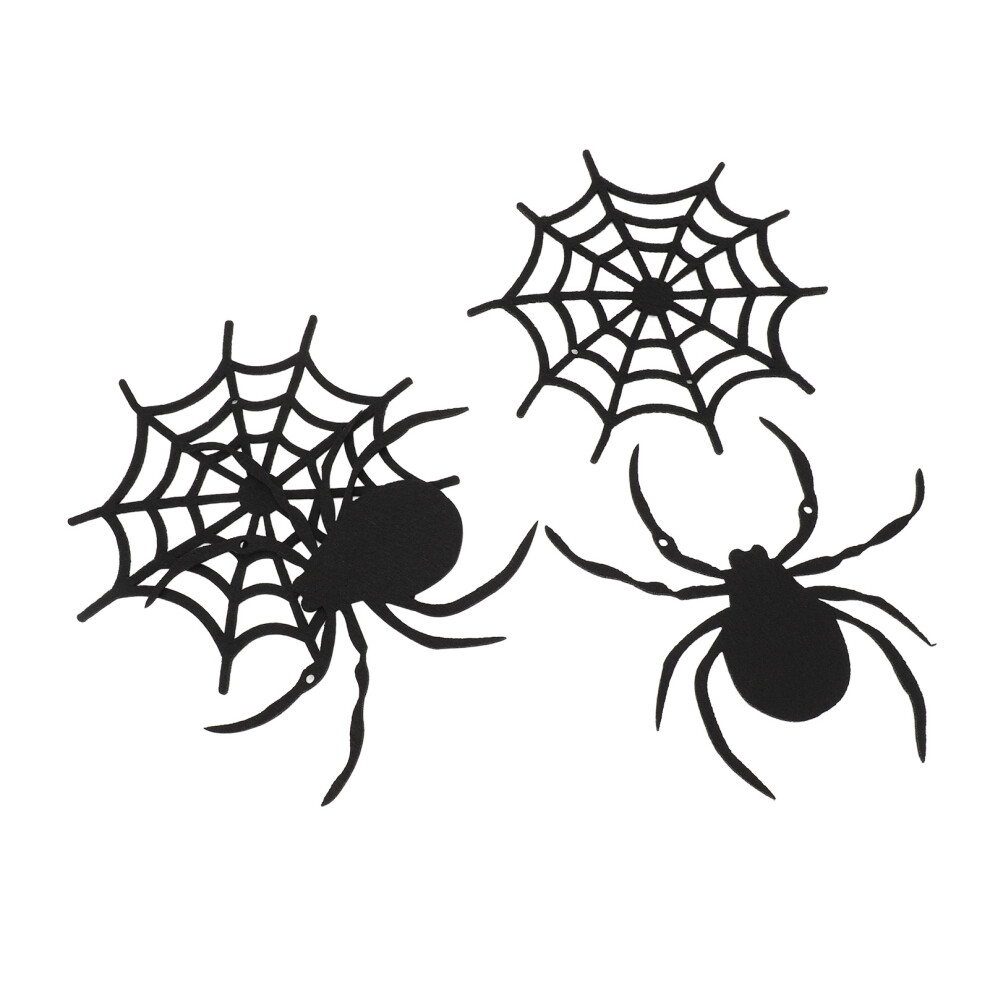Black Felt Spider Garland, Spooky Haunted House Hanging Web Banner