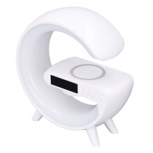 Intelligente LED-Lampe: 13 Farben BT-Lautsprecher 15W kabelloses Ladegerät Uhr