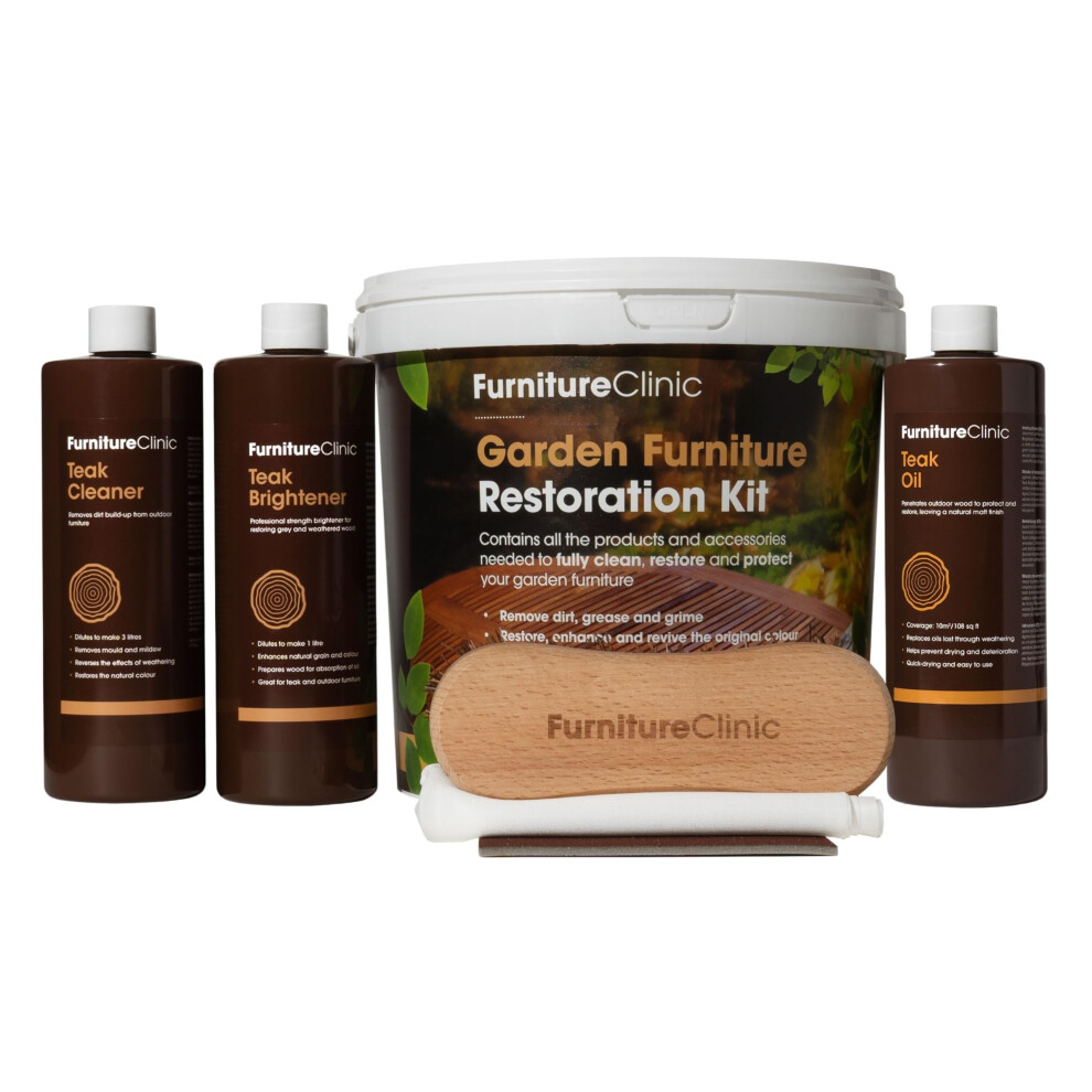 Furniture Clinic Garden Furniture Restoration & Wood Maintenance Kit - Wooden Outdoor Furniture Cleaner, Restorer & Protector Treatment - With Teak 8000003834376