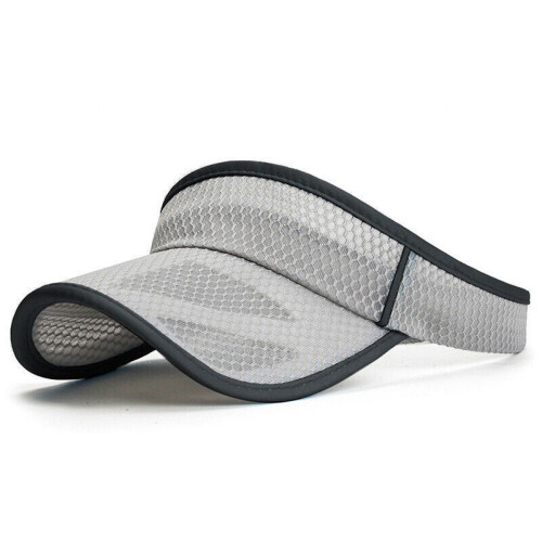(Light Grey) Stylish Sun Visor Absorb Sweat Cap Unisex Mesh Sport Adjustable Hat Golf Tennis
