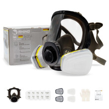 Full Face Respirator Gas Mask RHINO RH-7011 for Organic Vapor, Chemical, Sanding, Dust, Paint Spraying (+ Acid Gas) Including Replacement Filters and