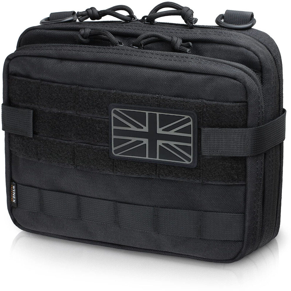 Wynex Tactical Large Admin Pouch Of Double Layer Design, Molle Edc Emt Utility Pouch With Map Sleeve Modular Tool Pouch Large Capacity Flag Patch