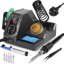 WEP 926LED V3 Black Soldering Station 130W MAX Soldering Iron Kit with Solder Wire, 5 Soldering Tips, Tweezers, Solder Sucker, Tip Cleaner,