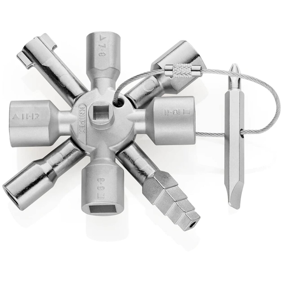 Knipex Twinkey Control Cabinet Key, For All Common Locking Systems, 10 Profiles, 2 Crosses, 1 Key, Utility Key, Square Key, Triangle Key, 00 11 01