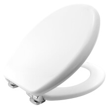 Vegas Ultra-Fix White Toilet Seat. Soft Close Toilet Seat, Moulded Wood Material with Chrome Plated Hinges. Universal, Easy to Clean & Quick