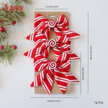(10cm) Red White And Diagonal Stripe Bow Pendant For Christmas Props Decoration