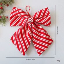 (30cm) Red White And Diagonal Stripe Bow Pendant For Christmas Props Decoration