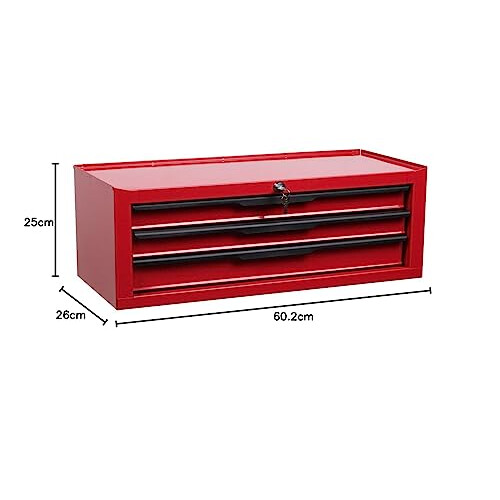 Hilka Hilka G301C3BBS - Durable 3-Drawer Tool Chest,Red 2