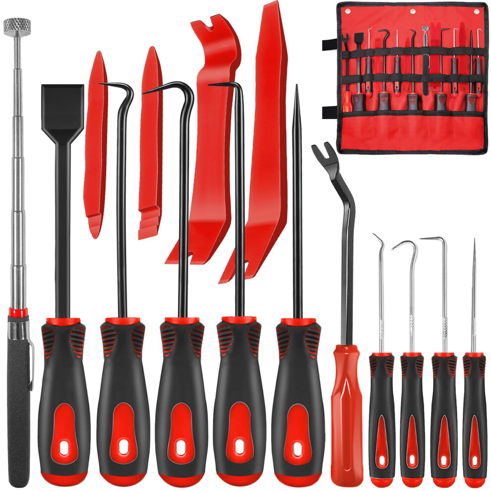 Xqx 15-Piece Precision Pick Hook Set With Scraper And Magnetic Retractable Tool For Removal Of Automotive Electronic Repair Hose Gaskets Manual Pickup 5051226076220