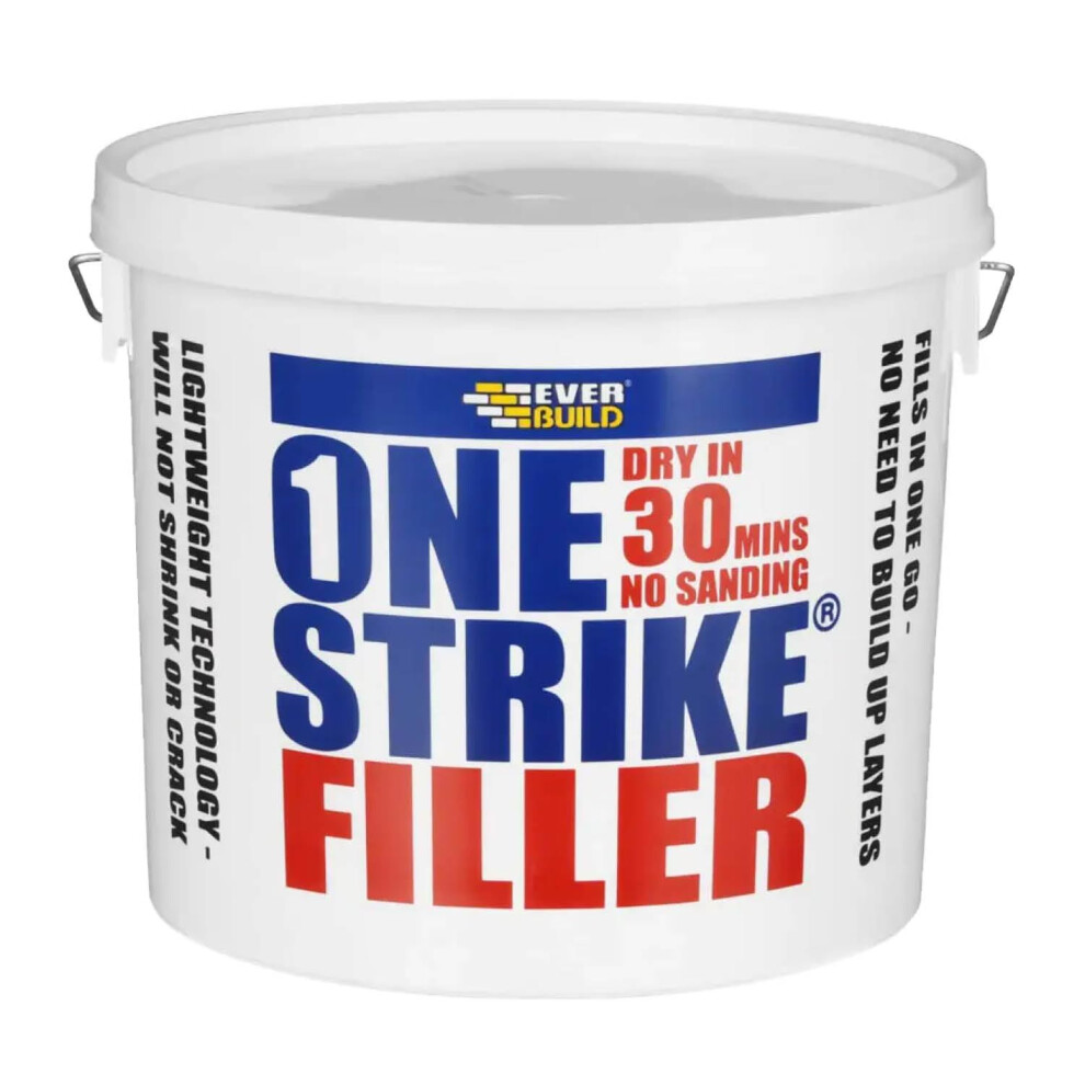Everbuild White ? One Strike ? Multi-Purpose Quick-Drying Filler ? One-Time Application ? ? 5 Litre Tub