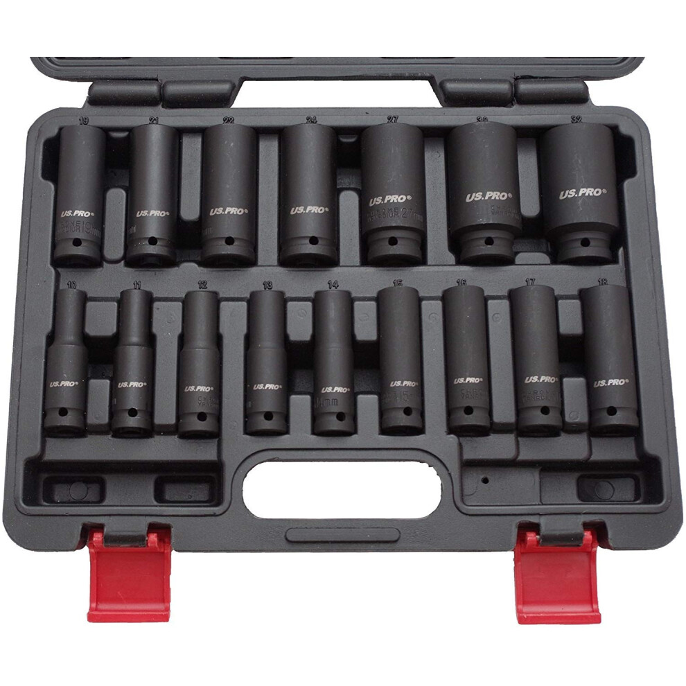 Us Pro By Bergen 16Pc 1/2'' Dr 6-Point European Deep Impact Socket Set B1340 8000003834130