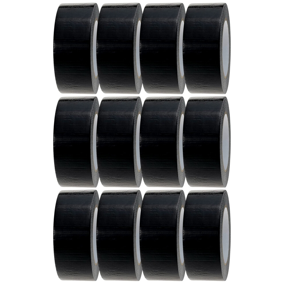 Crimson Starfish Black Duct Tape | 12 Rolls Of 48Mm X 45M Gaffer Tape | Water Resistant Duct Tape | Adhesive Tape Multi-Use For Indoor/Outdoor |