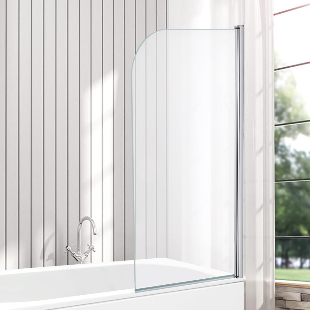 Veebath Bath Screen Pivot Bath Shower Tempered Glass Screen Reversible Door Panel - 800 X 1400Mm, Jade Round 5051223399896