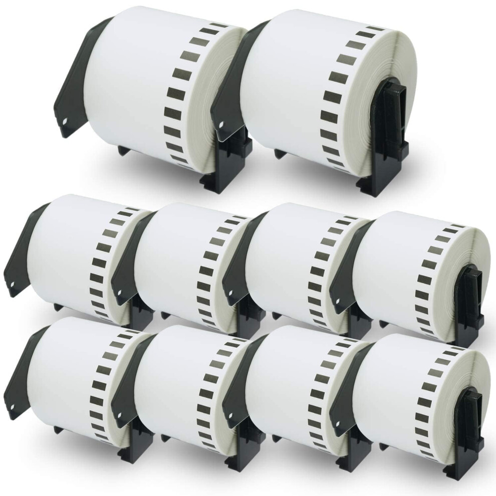 Betckey - 10 Rolls Dk-22205 Labels, 62Mm X 30.48M, 10 Continuous Length Paper Labels Compatible With Brother Ql Label Printers