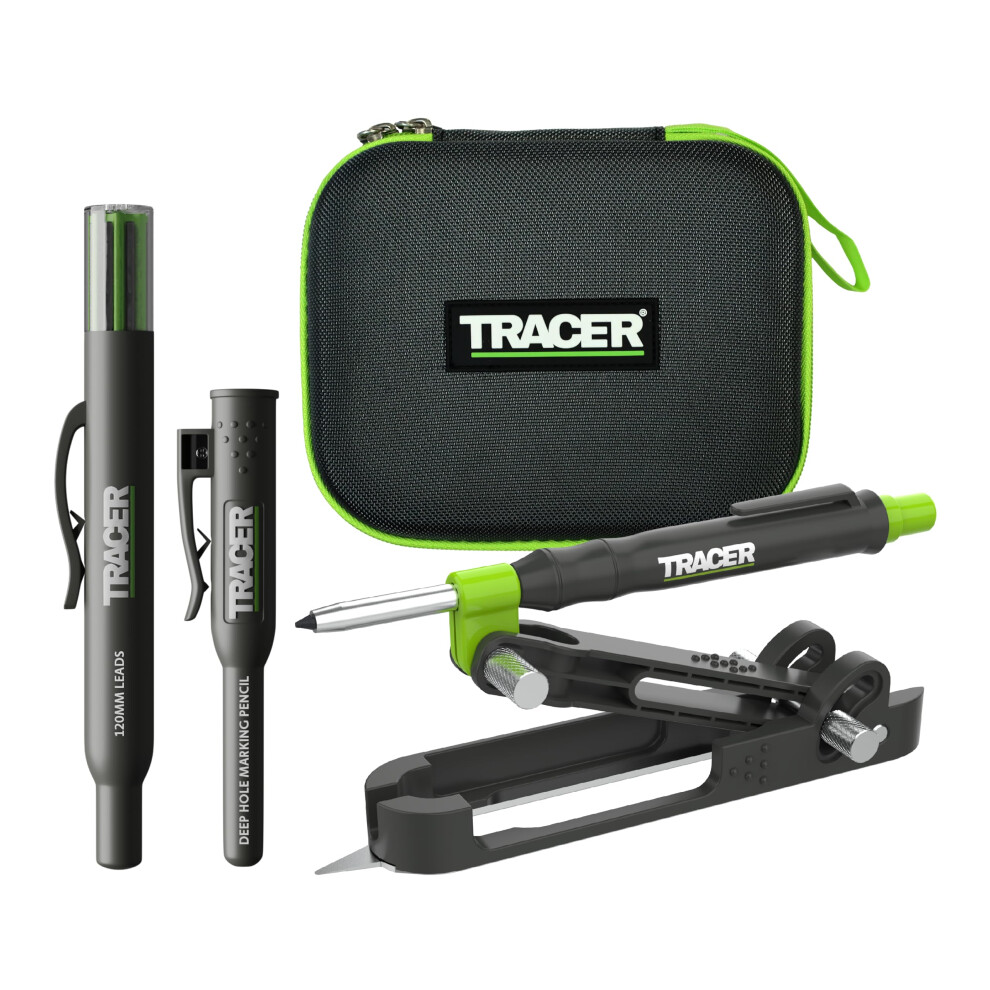 Tracer Proscribe Tool With Deep Hole Pencil, Lead Holster And Carry Case (Diy, Woodworking, And Carpentry Multi-Function Scribe Tool)