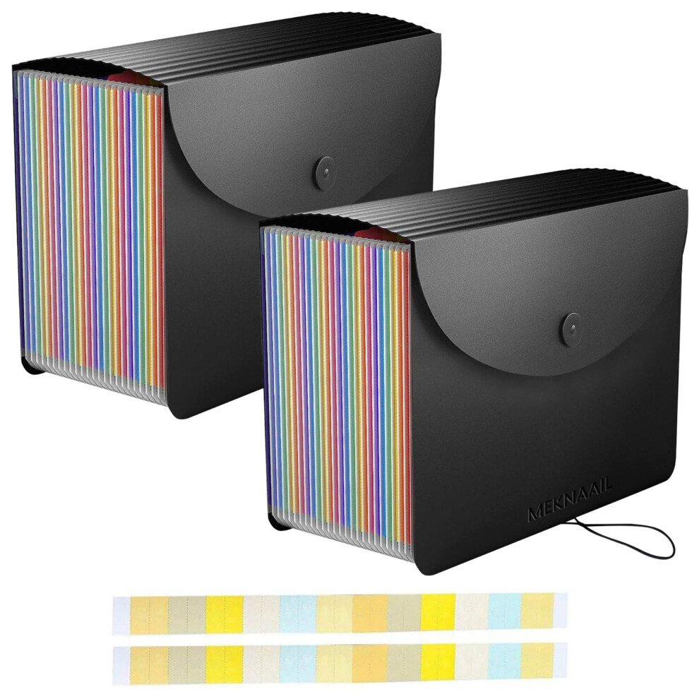 Meknaail File Organiser 24 Pockets Document Organiser Expanding Accordion Filing Folders For Paperwork A4 Size With Lid And Colour Labels Rainbow 5051303177987