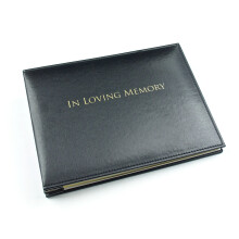 in Loving Memory Condolence Book - 50 Loose Leaf Pages with Gold Gilt Edges & Storage Box - Memorial Guest Book with 750 Message Lines & Keepsake