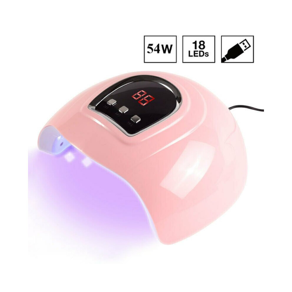 Light 54W Pro Nail Polish Dryer Lamp Led Uv Gel Acrylic Curing 3 Timers Manicure