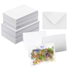 ANSSDO 50 Pack Heavy Weight Blank Cards Set - 140lb 100% Cotton Watercolor Cards, Foldable 5x7 Inch Envelopes for Painting or Card Making, Perfect for