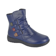 (6 UK Extra Wide, Navy) Mod Comfys Womens/Ladies Leather Extra Wide Ankle Boots
