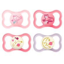 Mam Day & Night Mam Air Silicone Dummy, 16+ Mam Air Night Uni Mix, set of 6 2 sterilised transport boxes.