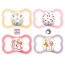 Mam Day & Night Mam Air Silicone Dummy, 6-16+ Mam Air Night Uni Mix, set of 4 including 2 sterilised transport boxes.