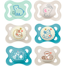 MAM Day and Night Silicone Dummies 0-6 Months Pack of 6 Boys