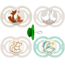MAM Perfect Day & Perfect Night Dummy 16 Plus "Soft Colours Mix" // Set of 4 // Includes 4 Sterilised Transport Boxes