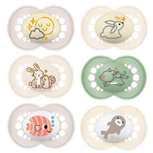 MAM SkinSoft Silicone Soothers 6-16 Moths Day & Night, 6 Pieces, 3 Travel Boxes