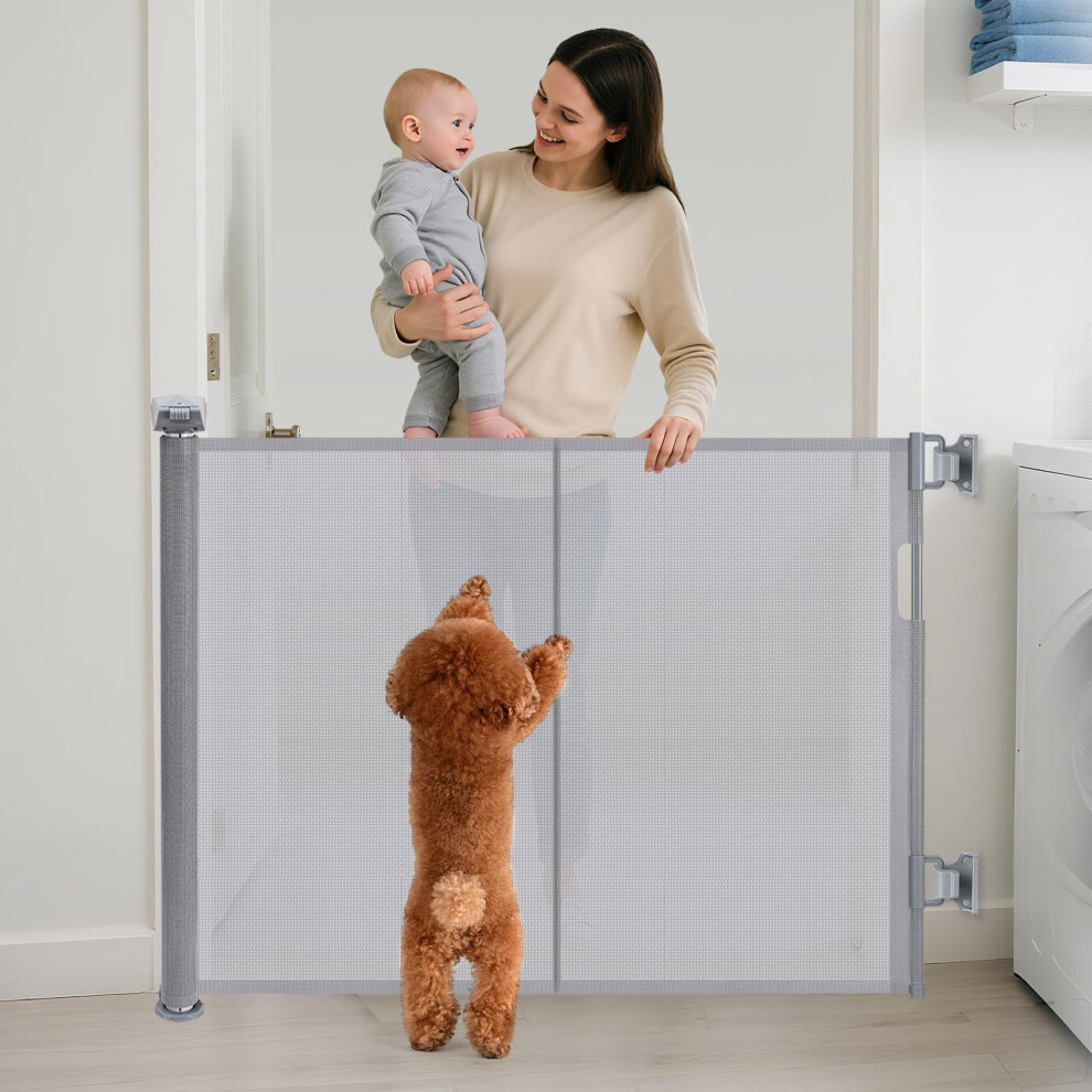 Retractable Stair Gate For Baby, Dog Gate Extends Up To 150Cm, 86Cm Tall, One Hand Operated Safety Baby Gate For Stairways & Hallways, Indoor & Wodondog