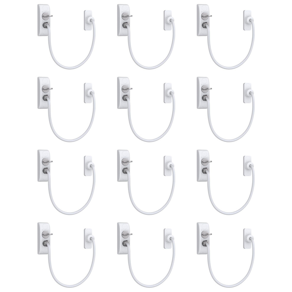 12 Pack Window Restrictors For Upvc Durable Window Locks Child Safety Reliable Window Safety Restrictor 19Cm/7.5Inch Wire Long Window Security Esynic