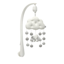 Mamas & Papas Welcome to The World Cloud and Elephant Musical Mobile with Pom Poms, Grey Elephant